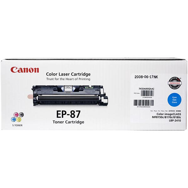 Canon 7432A005AA (EP-87c) Cyan OEM Toner Printer Cartridge