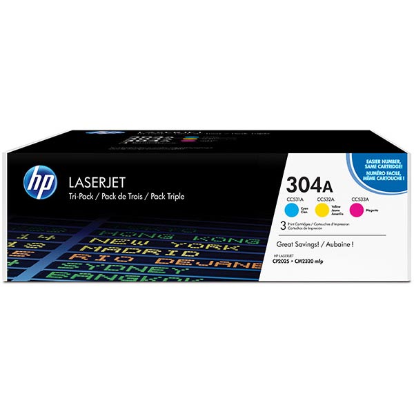 HP CF340A (HP 304A) Cyan, Magenta, Yellow OEM Toner Cartridge