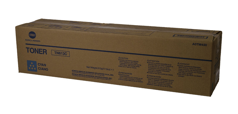 Konica Minolta A0TM430 (TN-613C) Cyan OEM Toner Cartridge