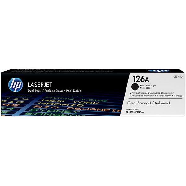 HP CE310AD (HP 126A) Black OEM Smart Print Cartridge (Dual Pack)