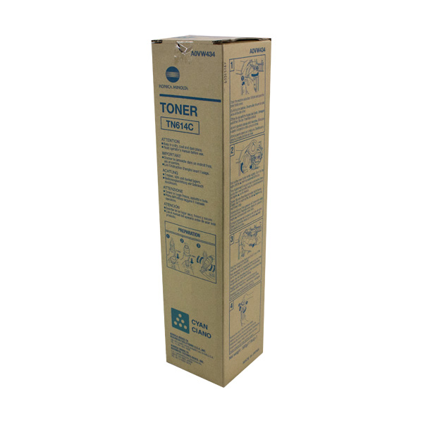 Konica Minolta A0VW434 (TN-614C) Cyan OEM Toner Cartridge